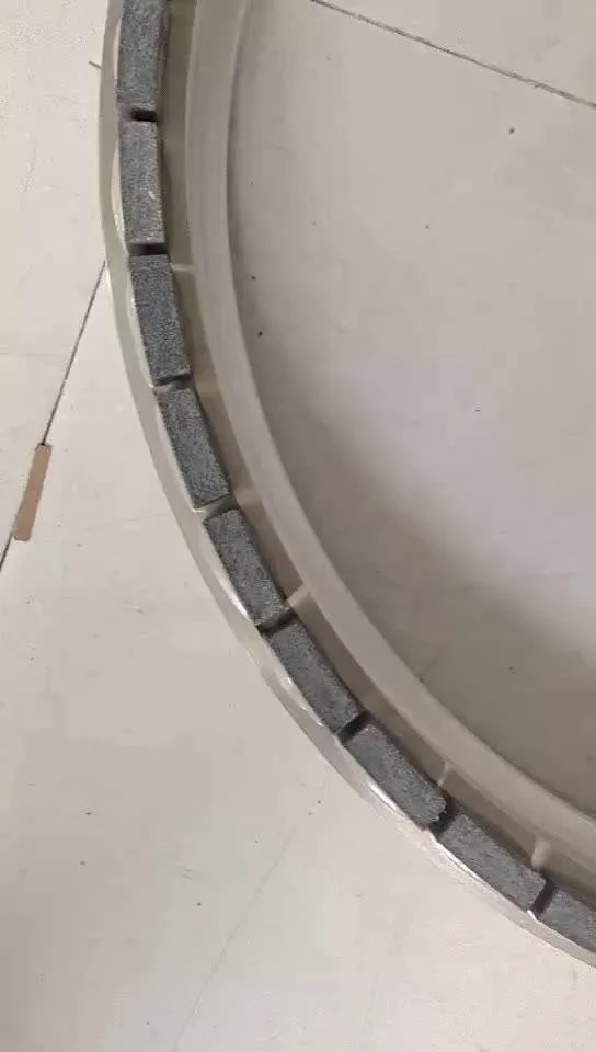 Diamond grinding wheel for carbide end mill fluting, rim detail